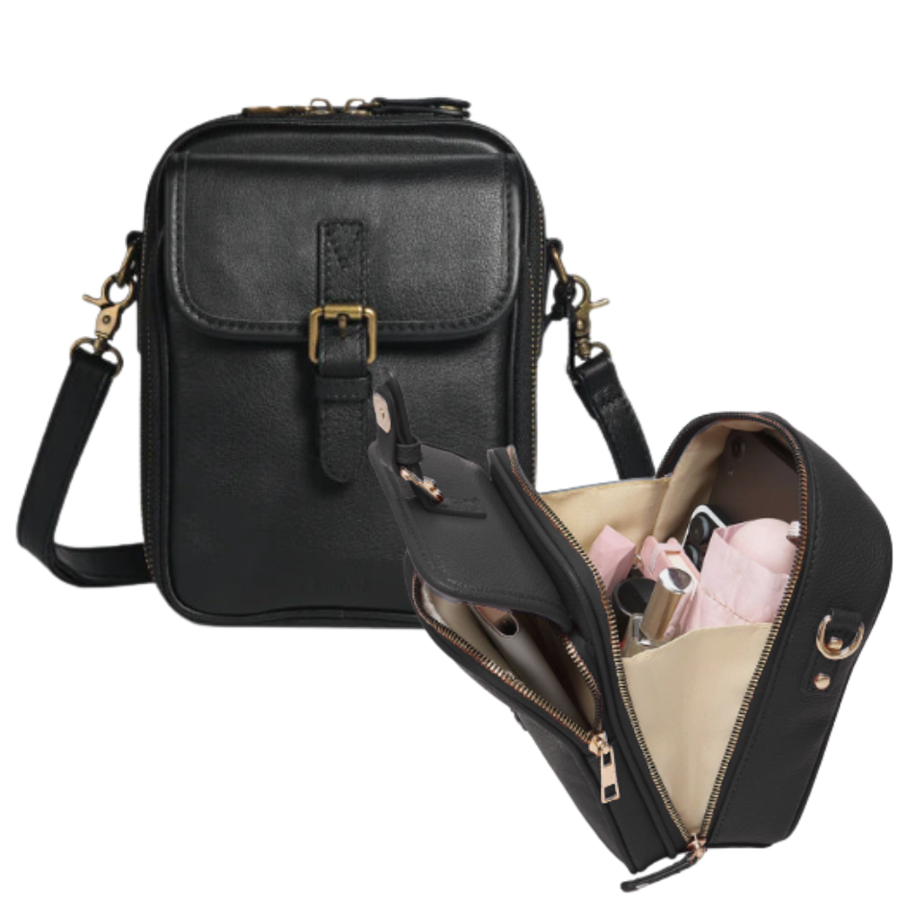 Vintage All-in-One Crossbody Bag -Black - Ozerty