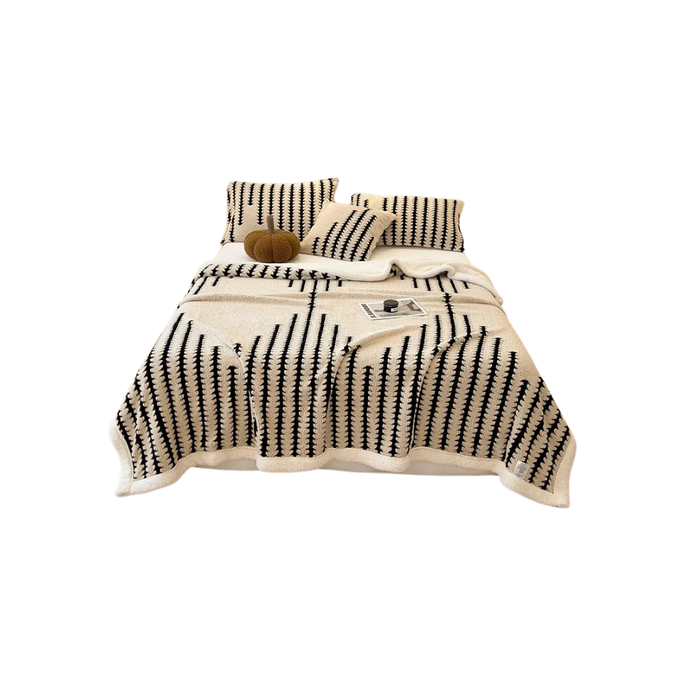 Fluffy Jacquard Winter Blanket -Khaki - Ozerty