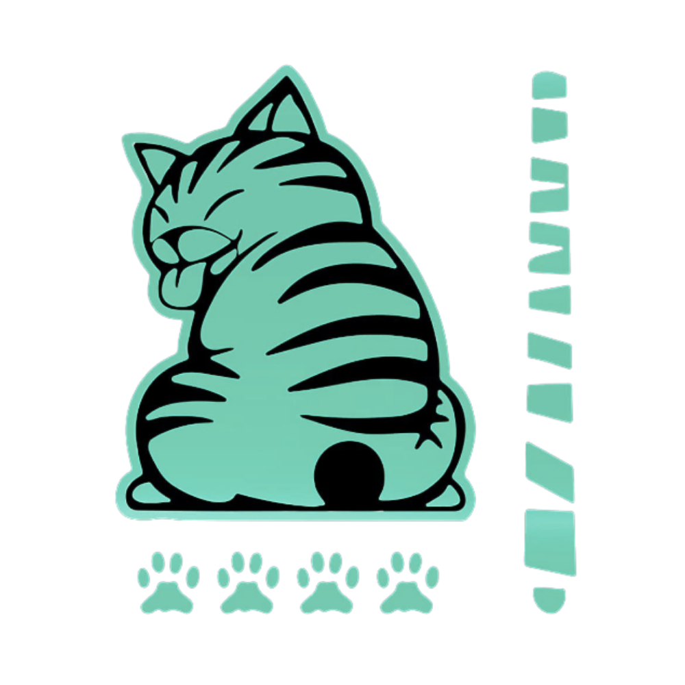 Quirky Cat Wiper Decal -Turquoise - Ozerty