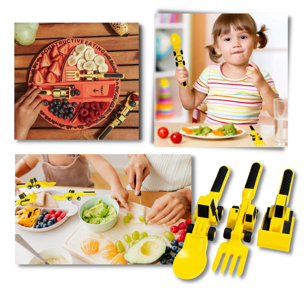 Creative Constructive Eating Plate and Utensils Set - Ozerty