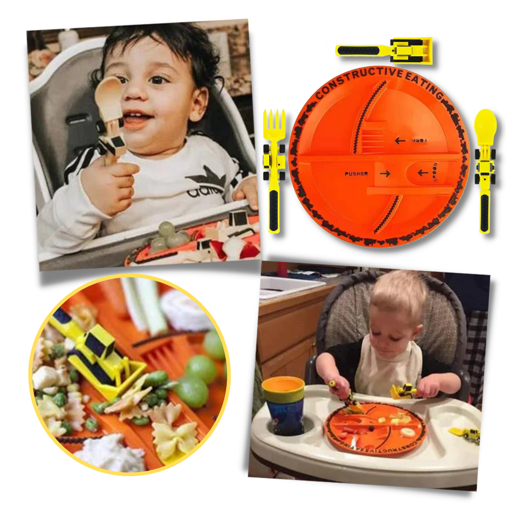 Creative Constructive Eating Plate and Utensils Set - Ozerty