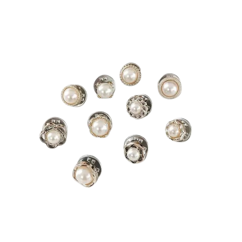 Elegant No-Sew Button Brooch Pins -Pearls - Ozerty