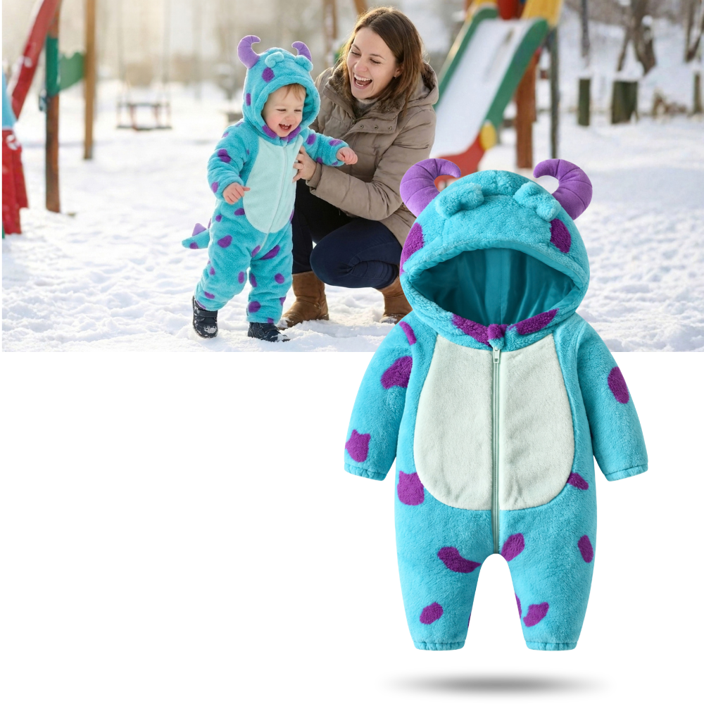 Cozy Horned Baby Monster Costume Jumpsuit - Ozerty