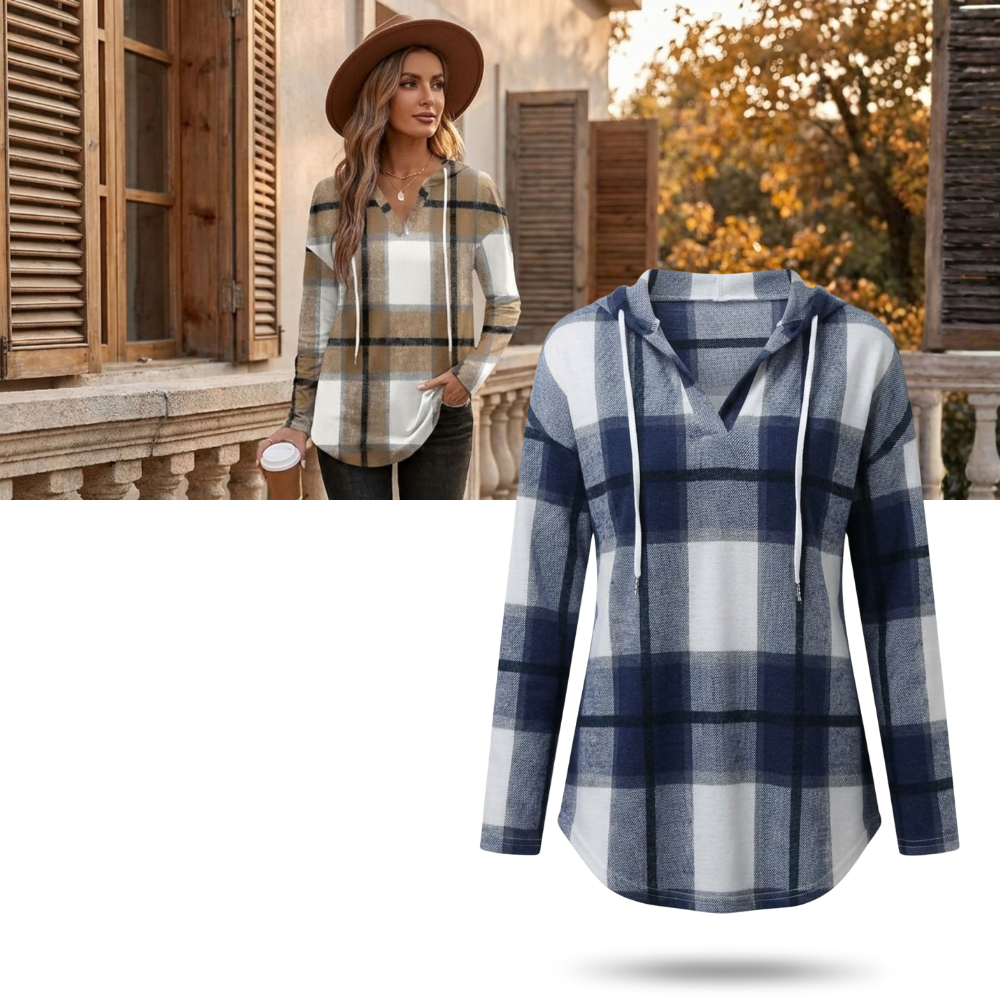 Softly Flattering Plaid Hoodie for Women - Ozerty