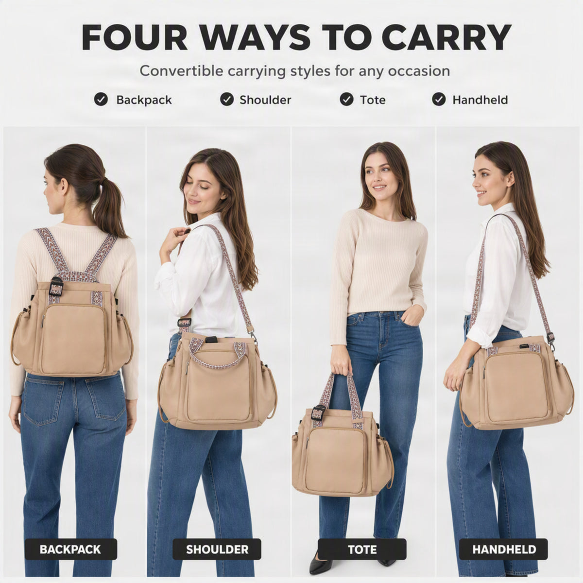 Effortlessly Organized Tote Backpack for Women - Ozerty