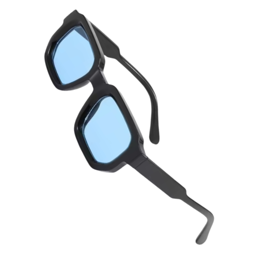 Bold Energy Rectangle UV Sunglasses  -Black Blue - Ozerty