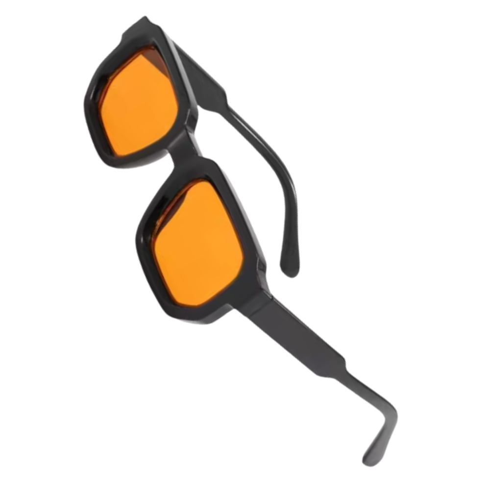Bold Energy Rectangle UV Sunglasses  -Black Orange - Ozerty
