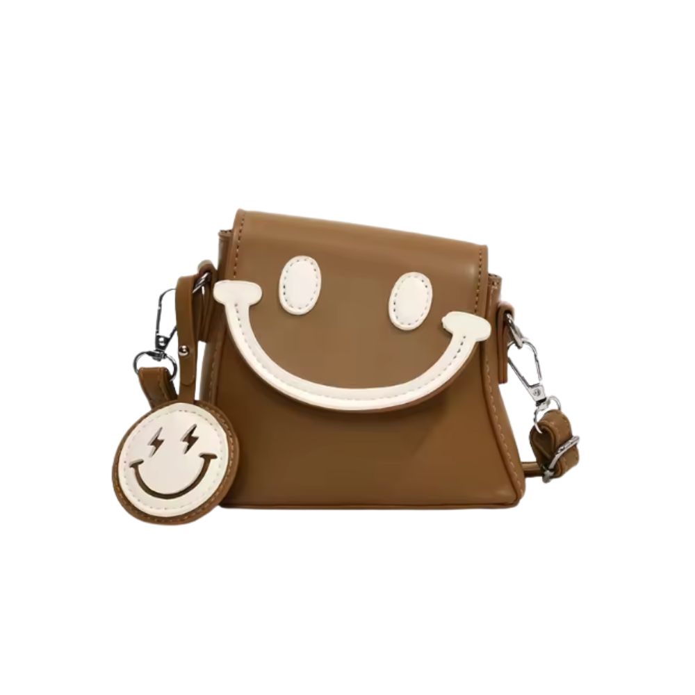 Cheerful Smile Crossbody Purse -Brown - Ozerty