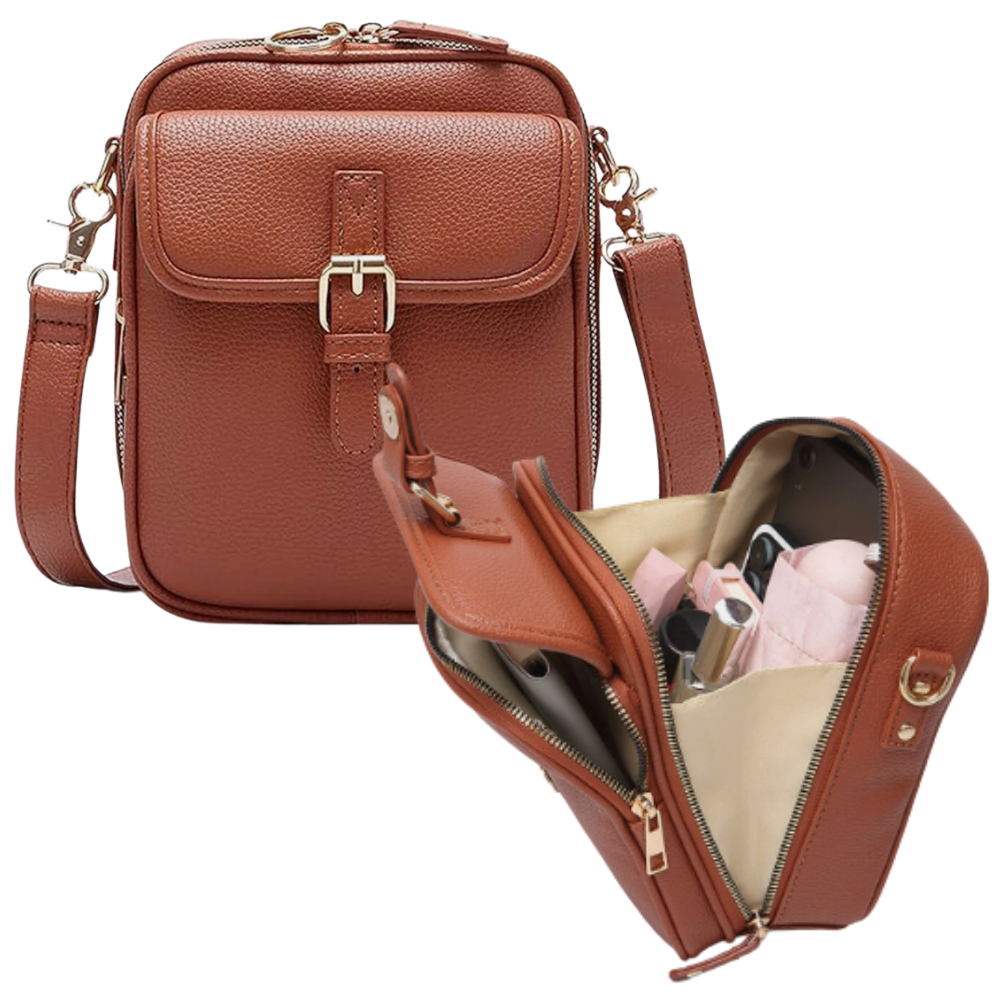 Vintage All-in-One Crossbody Bag -Brown - Ozerty