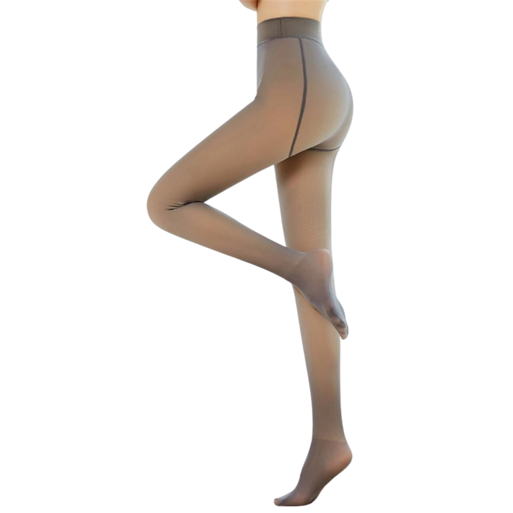Fake Translucent Fleece Lined Tights -Coffee - Ozerty