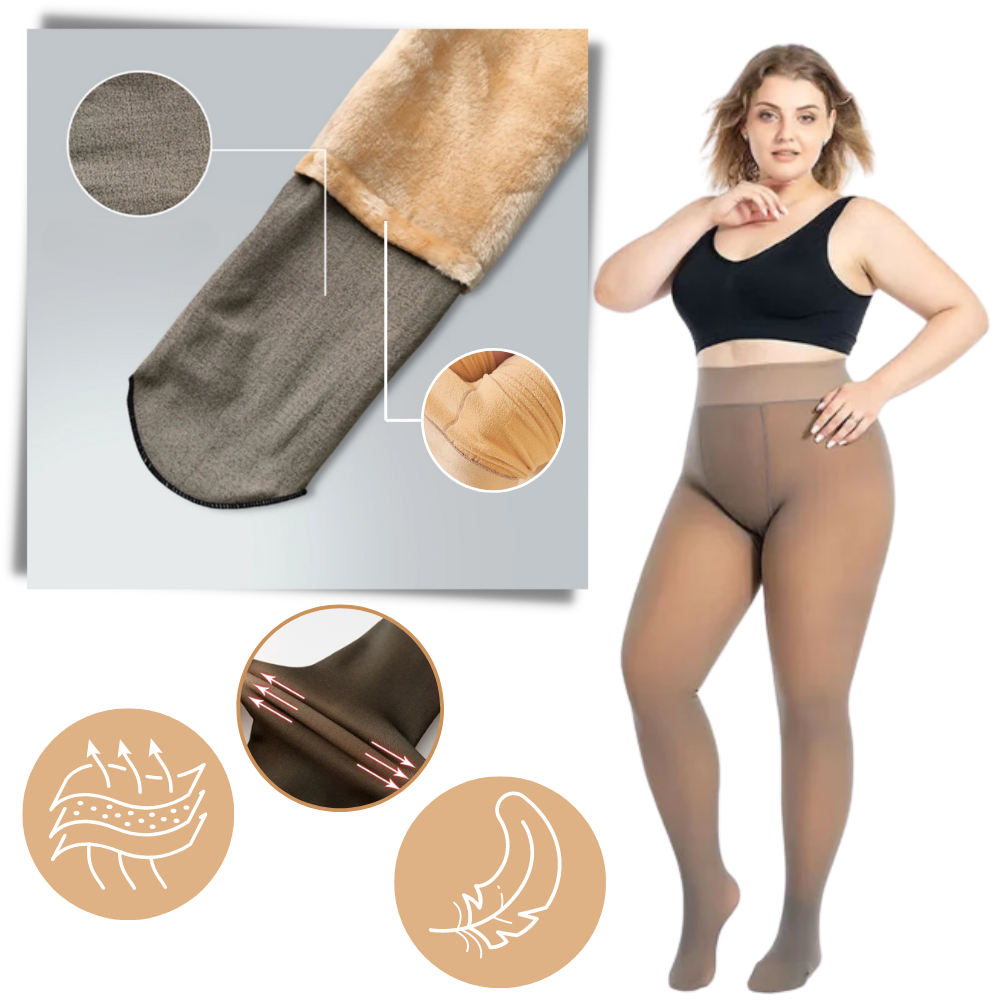 Fake Translucent Fleece Lined Tights - Ozerty