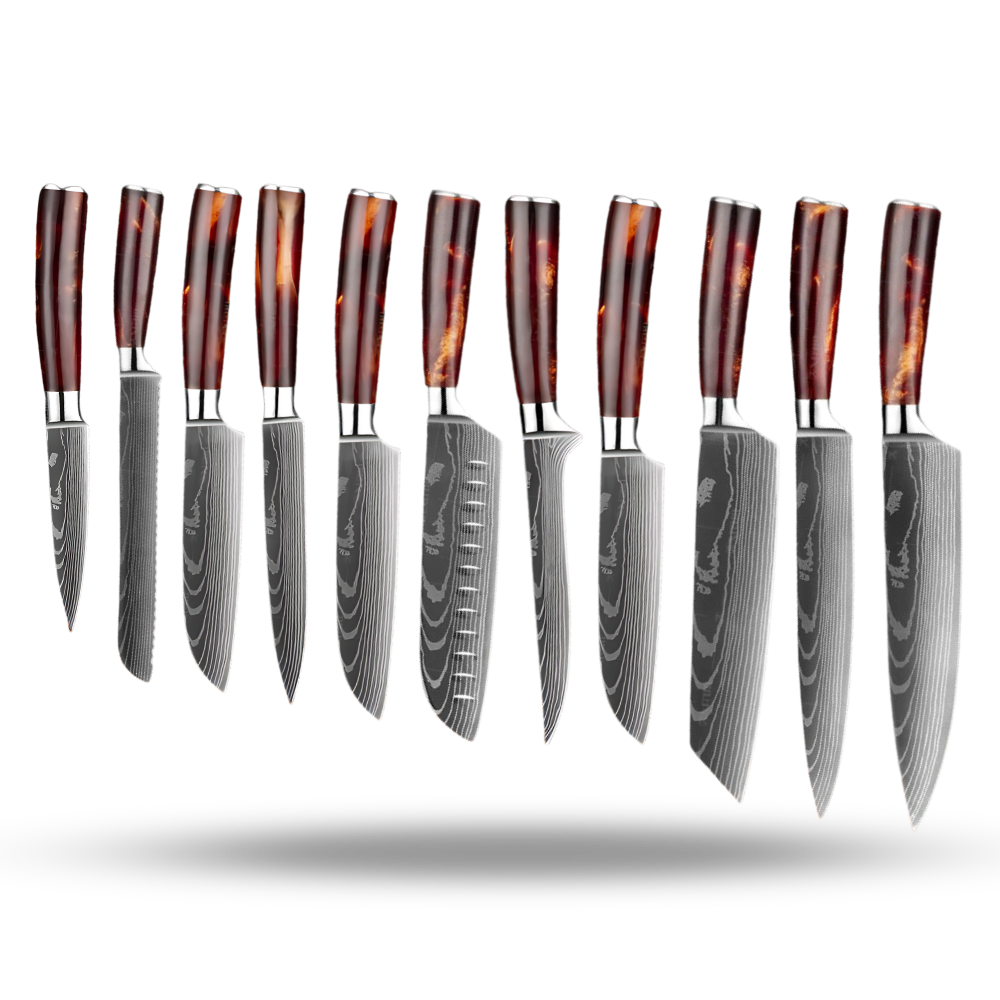 Fire Land Series Japanese Knives  -Japanese Chef's 10 knives set - Ozerty