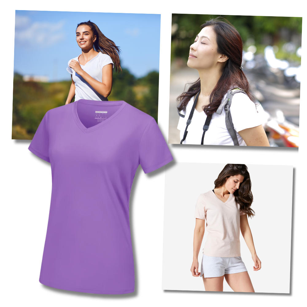 Instant Cooling V-neck Shirts Women - Ozerty