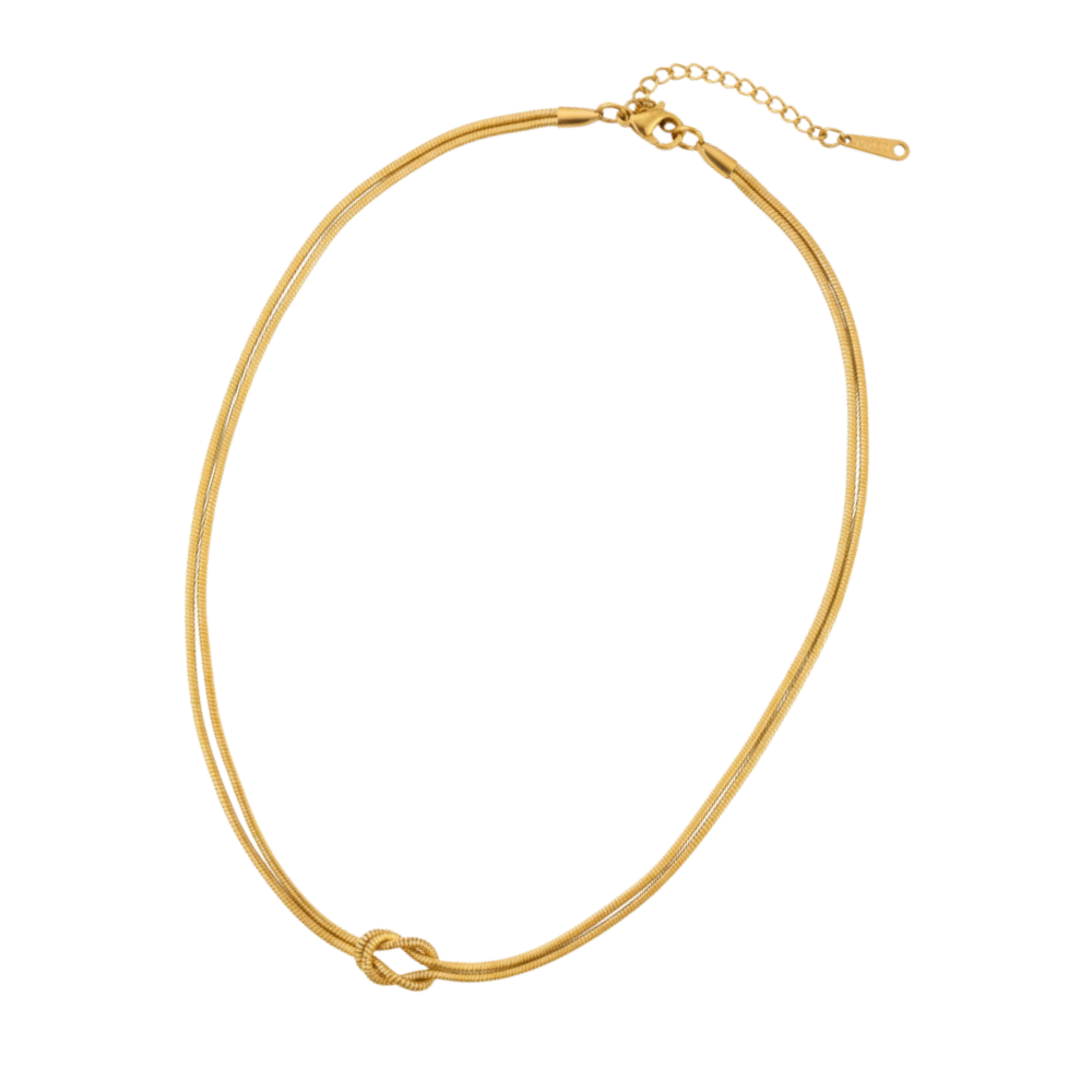 Love Knot Necklace & Bracelet -Gold - Ozerty