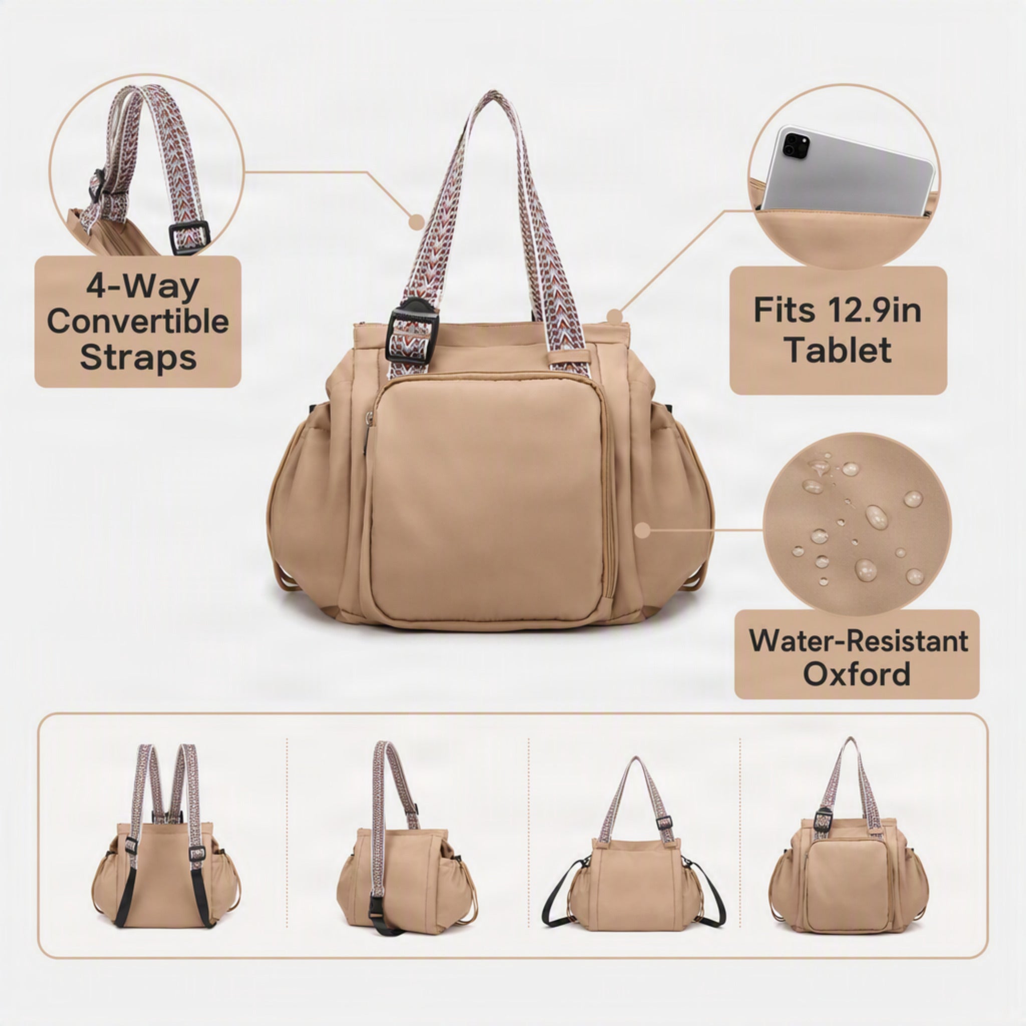 Effortlessly Organized Tote Backpack for Women - Ozerty