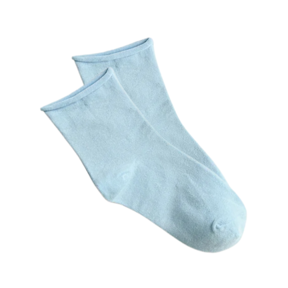 Non-Constricting Seamless Quarter Socks -Light Blue - Ozerty
