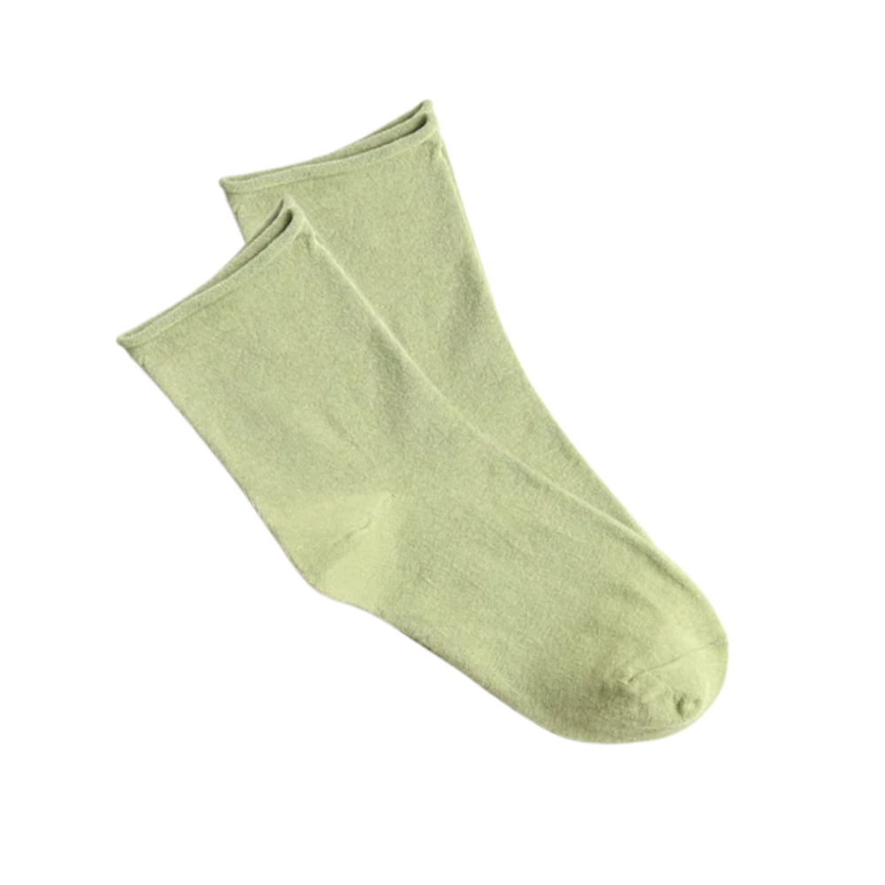 Non-Constricting Seamless Quarter Socks -Light Green - Ozerty