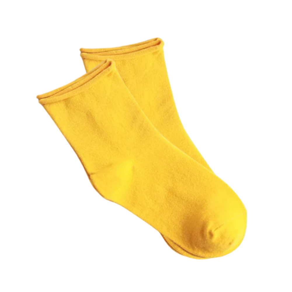 Non-Constricting Seamless Quarter Socks -Yellow - Ozerty