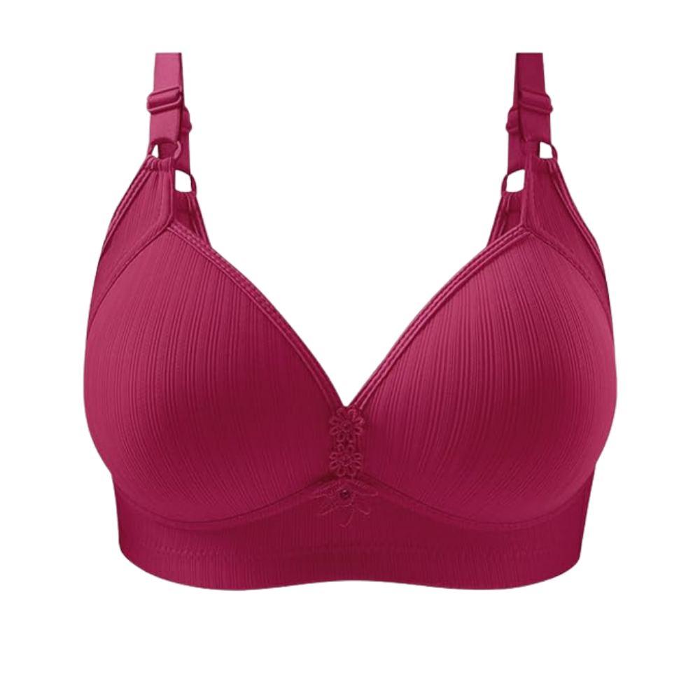 Plus Size Wireless Push-Up Bra -Red Wine - Ozerty