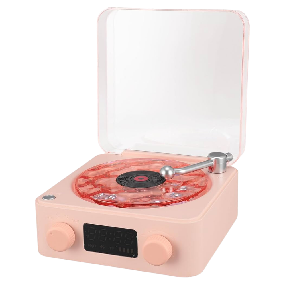 Retro-Style Waves Vinyl Player -Pink - Ozerty