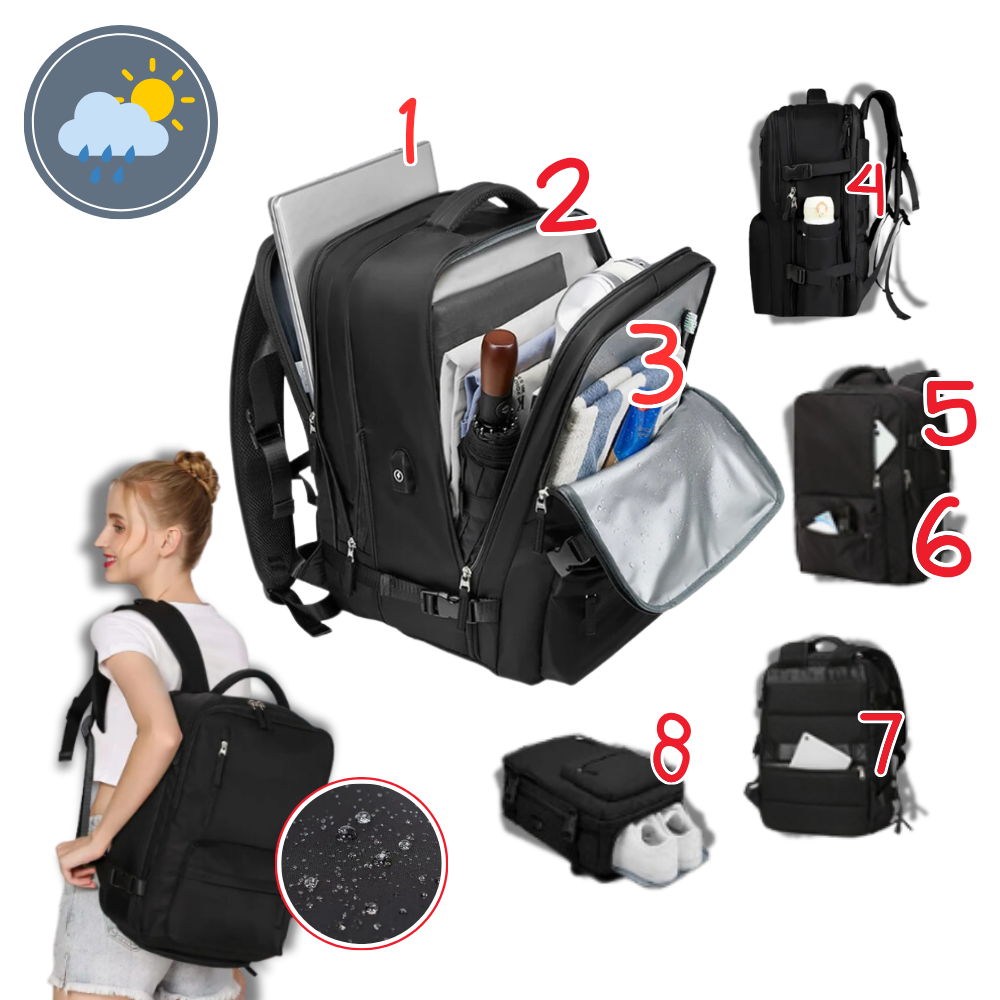 Waterproof USB Charging Travel Rucksack - Ozerty