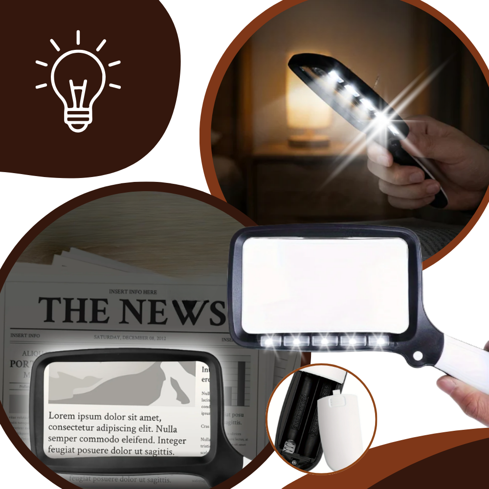 Wide Bright Reading Rectangular Magnifier - Ozerty