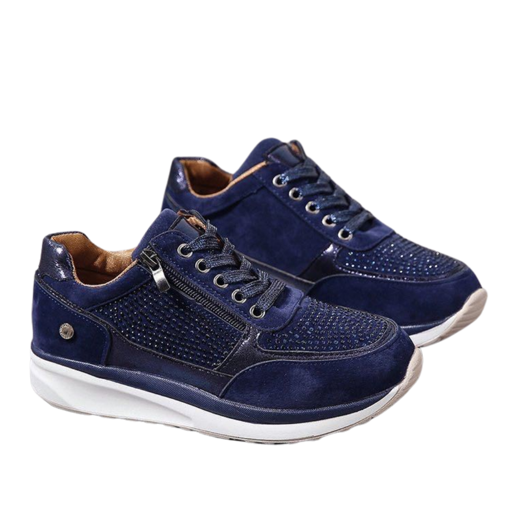 Rhinestone Wedge sneakers -Blue - Ozerty