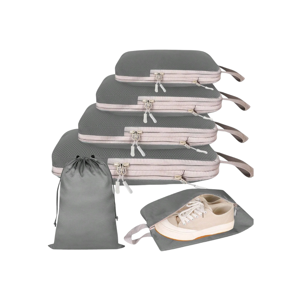 Zip Compress Luggage Organizer -Grey - Ozerty