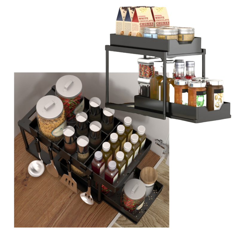 Double-Drawer Kitchen Spice Rack