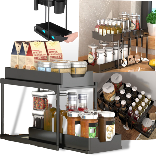 Double-Drawer Kitchen Spice Rack -