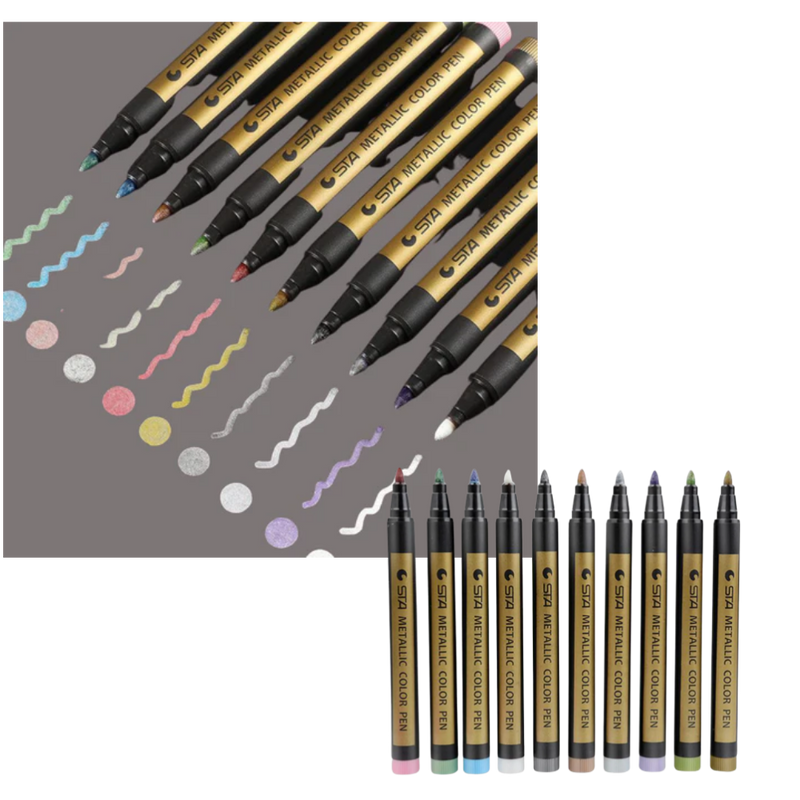 10-Pack Metallic Colour Markers