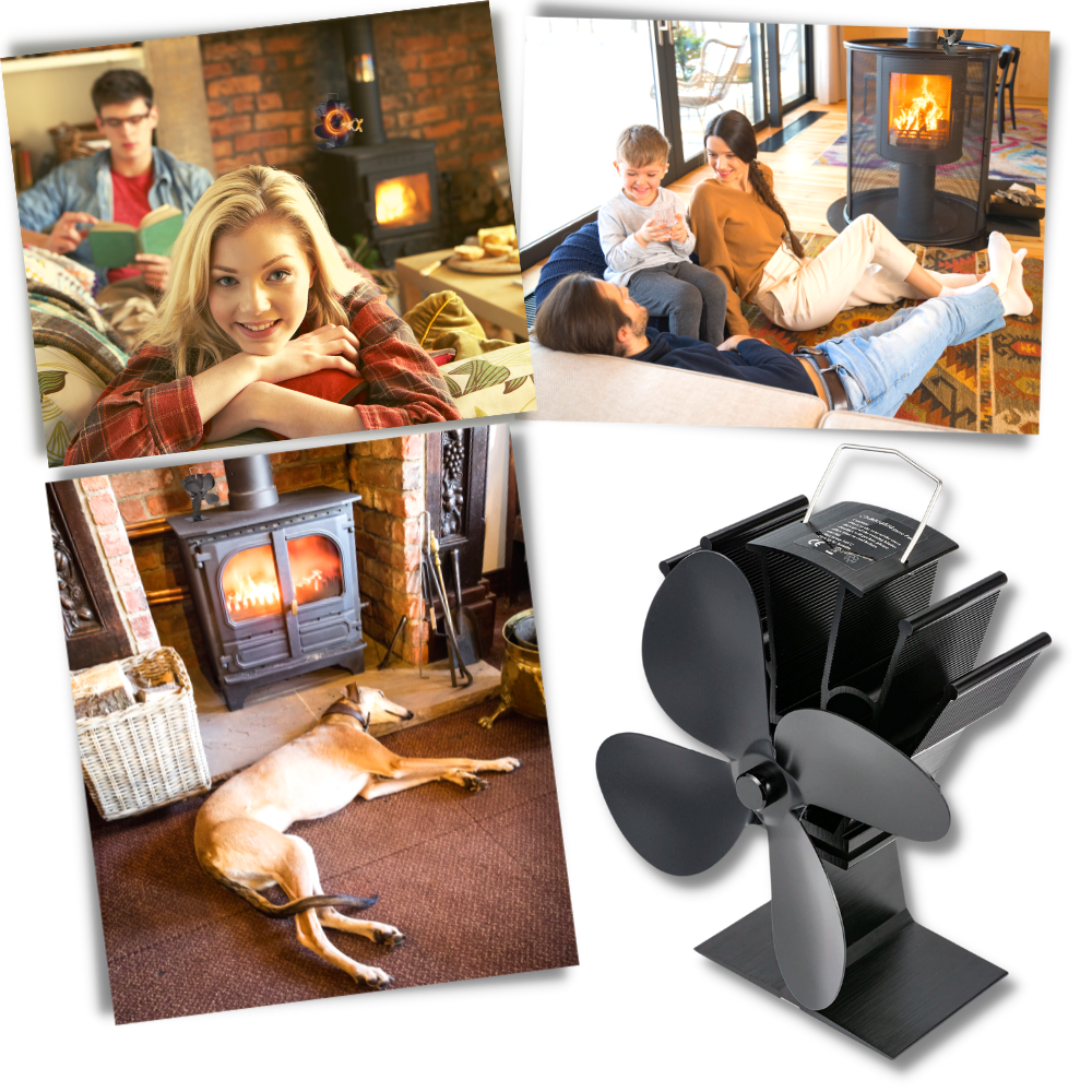  4-Blade Heat Powered Stove Fan for fireplaces - Ozerty