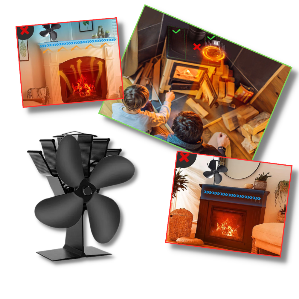  4-Blade Heat Powered Stove Fan for fireplaces - Ozerty