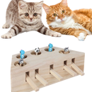5 Hole Wooden Interactive Cat Toy