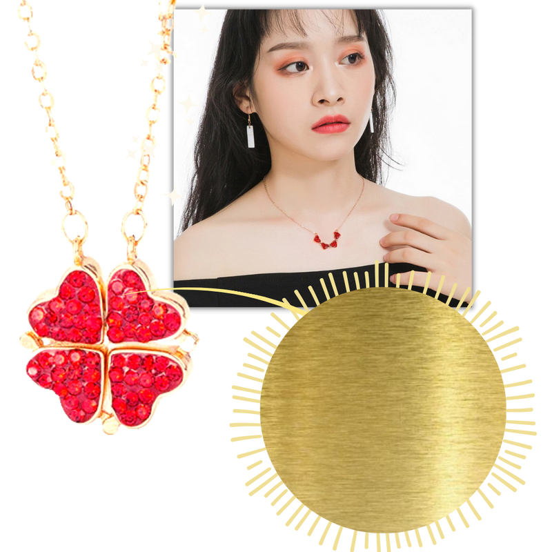 Adjustable 4 Leaf Clover Heart Necklace