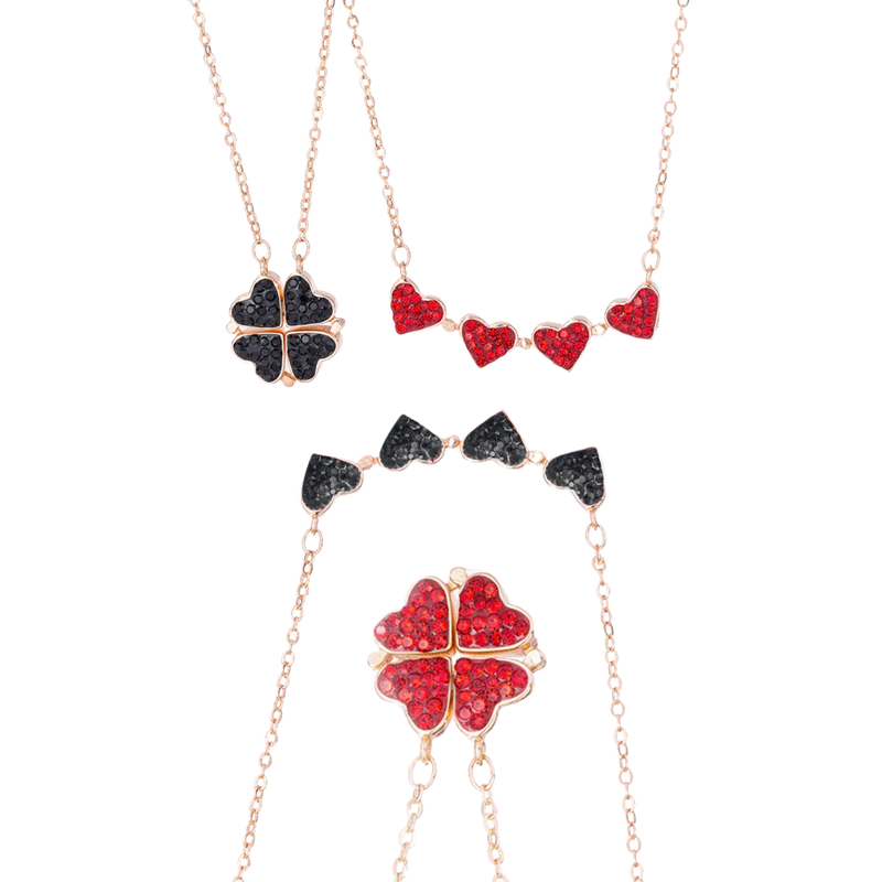 Adjustable 4 Leaf Clover Heart Necklace