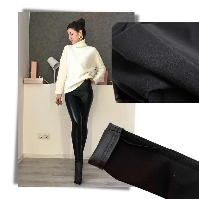High-waisted Faux Leather Trousers