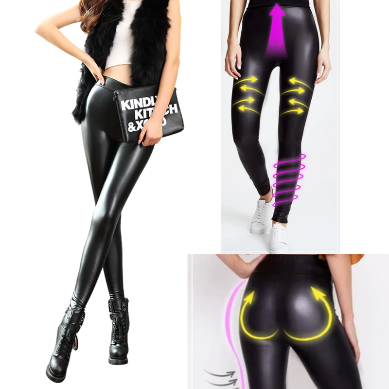 High-waisted Faux Leather Trousers -