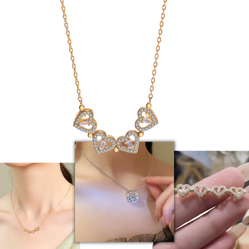 Four-Leaf Heart-Shaped Necklace -
