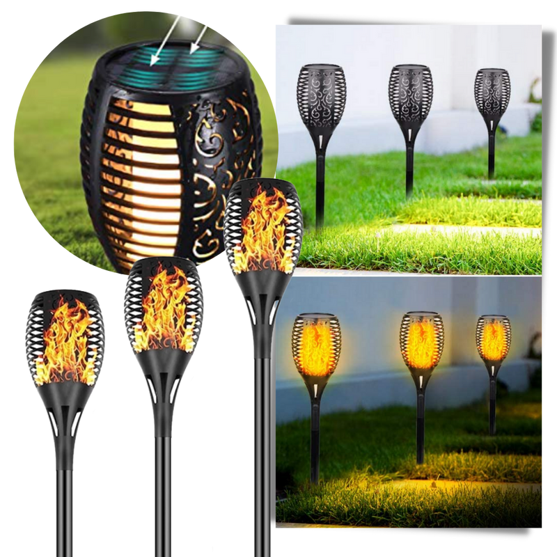 LED Solar Torch Light with flickering flame