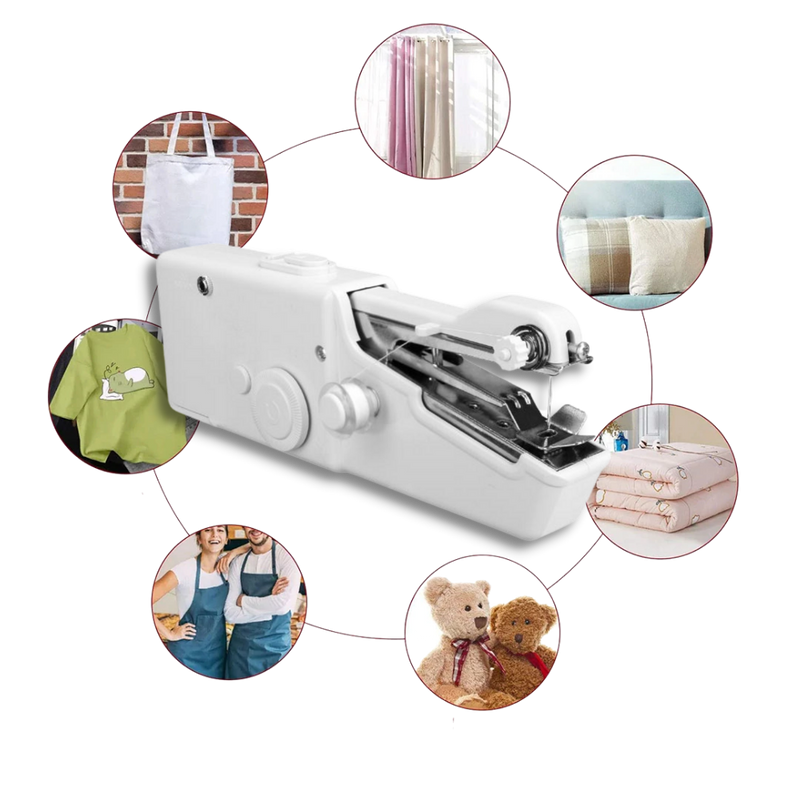 Handheld sewing machine and sewing kit