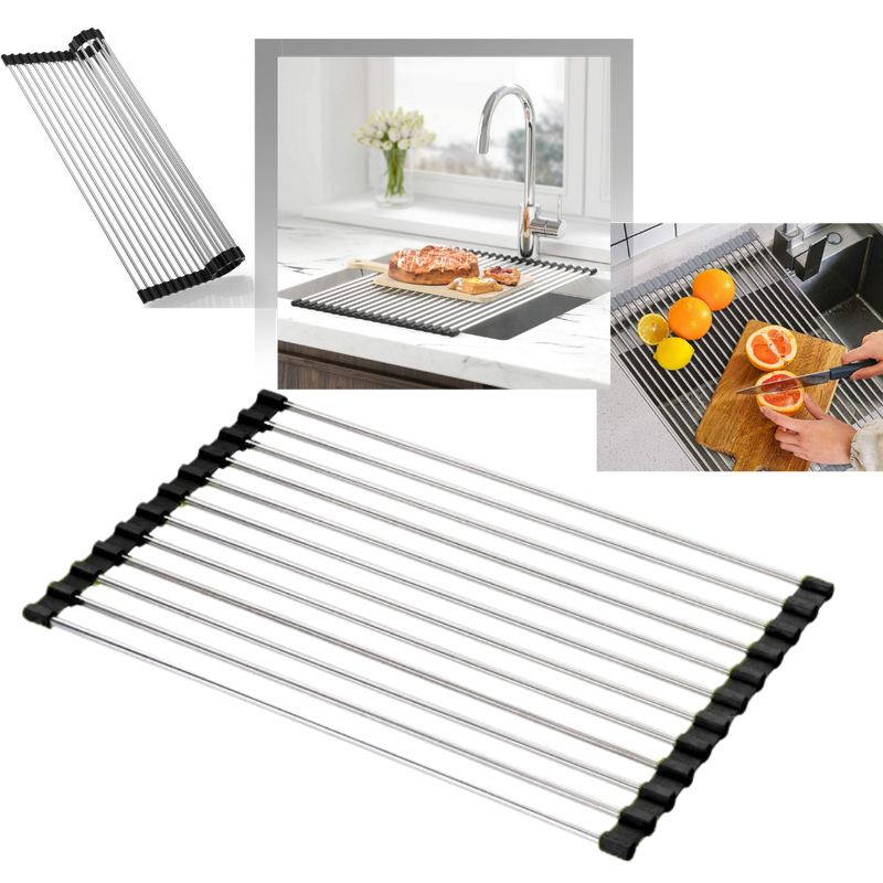 Roll-up stainless steel drainer for dishes and food - Ozerty