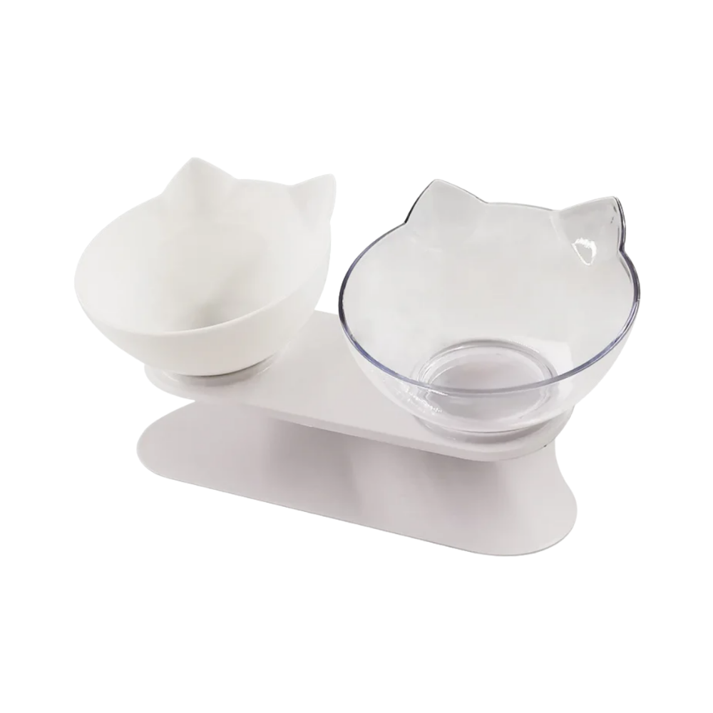 Elevated Comfort Bowl for Cats -White Transparent - Ozerty