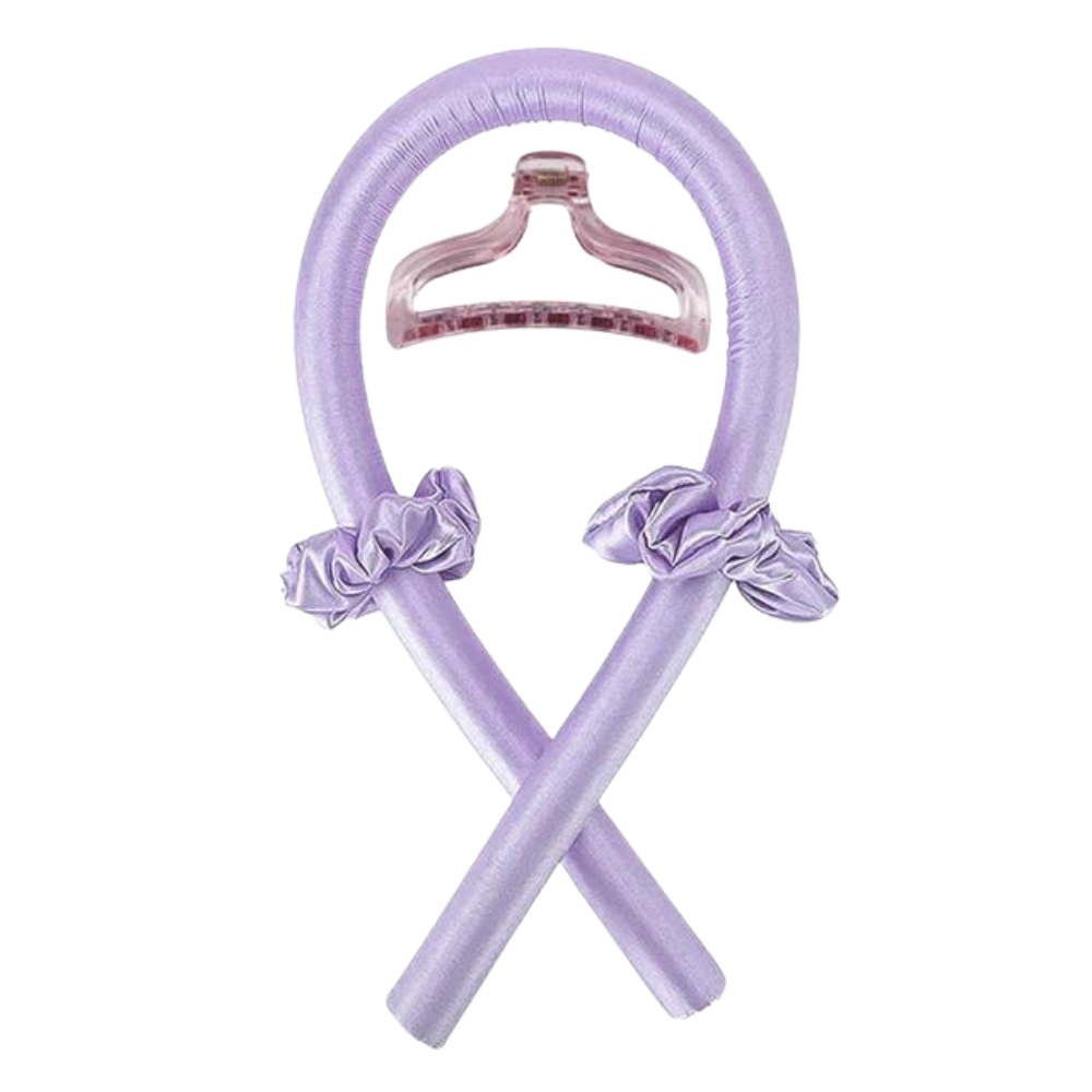 Heatless Curling Rod Headband Ribbon Silk -Purple - Ozerty