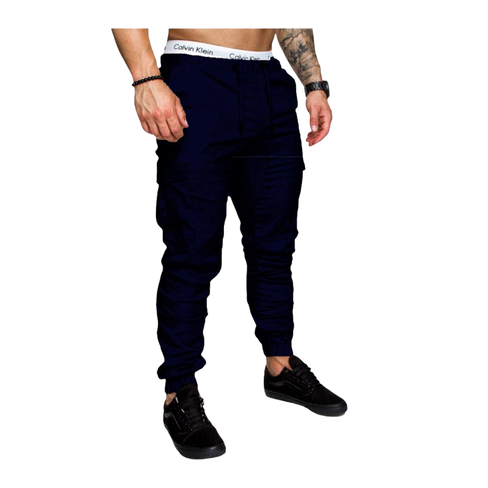 Men's Slim Fit Cargo Pants -Dark Blue - Ozerty