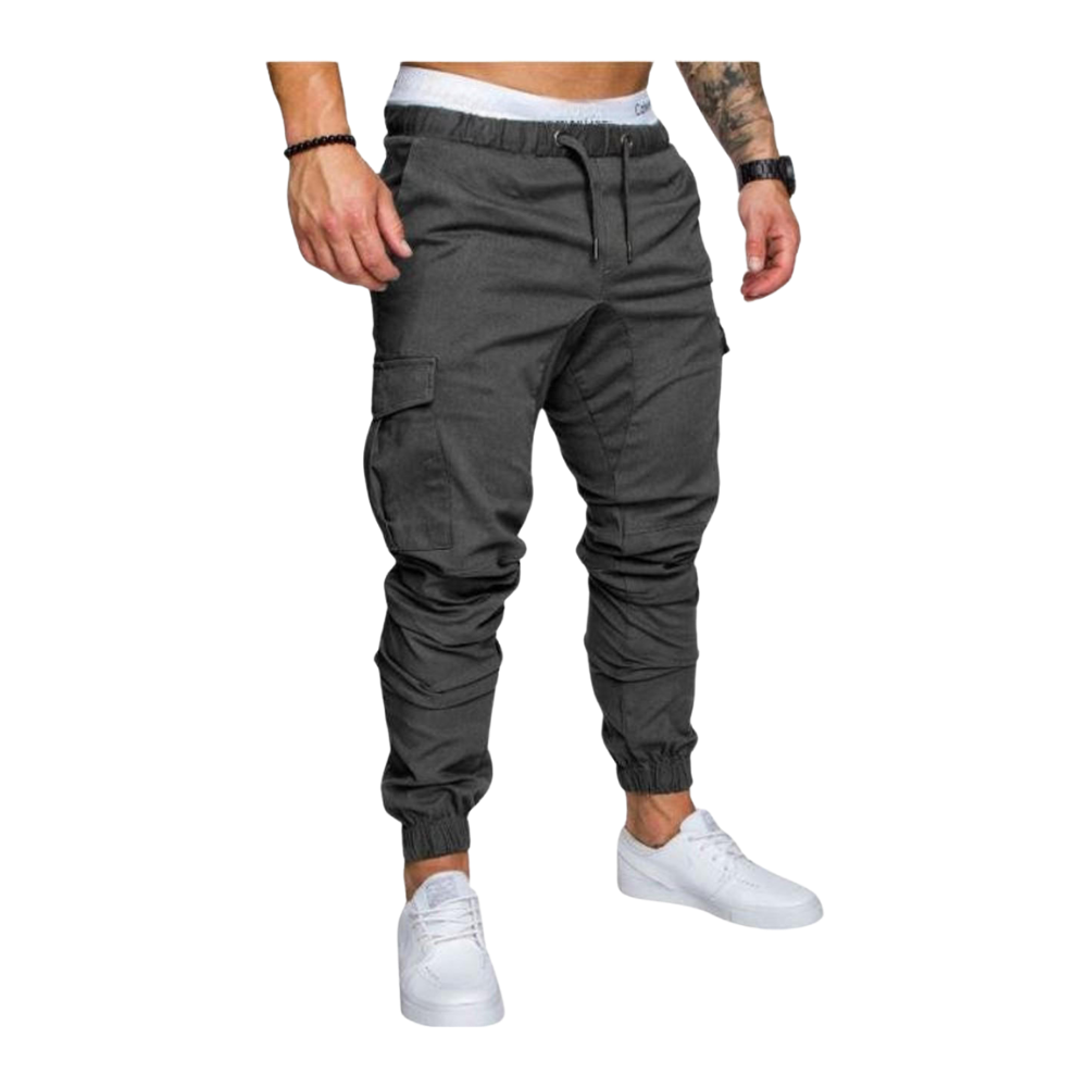 Men's Slim Fit Cargo Pants -Dark Gray - Ozerty