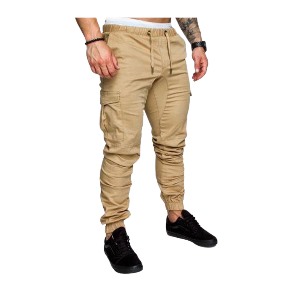 Men's Slim Fit Cargo Pants -Khaki - Ozerty