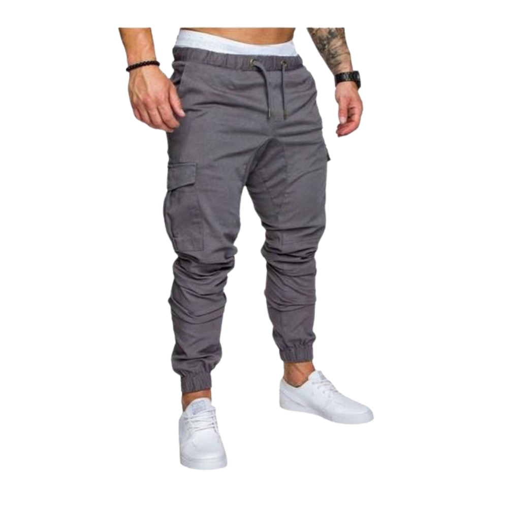 Men's Slim Fit Cargo Pants -Light Gray - Ozerty