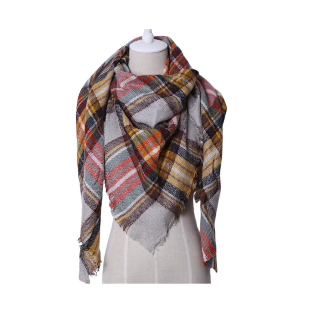 Plaid Cashmere Scarf Mohair feel -Bruxelles - Ozerty