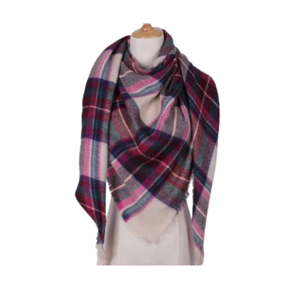 Plaid Cashmere Scarf Mohair feel -Paddington - Ozerty